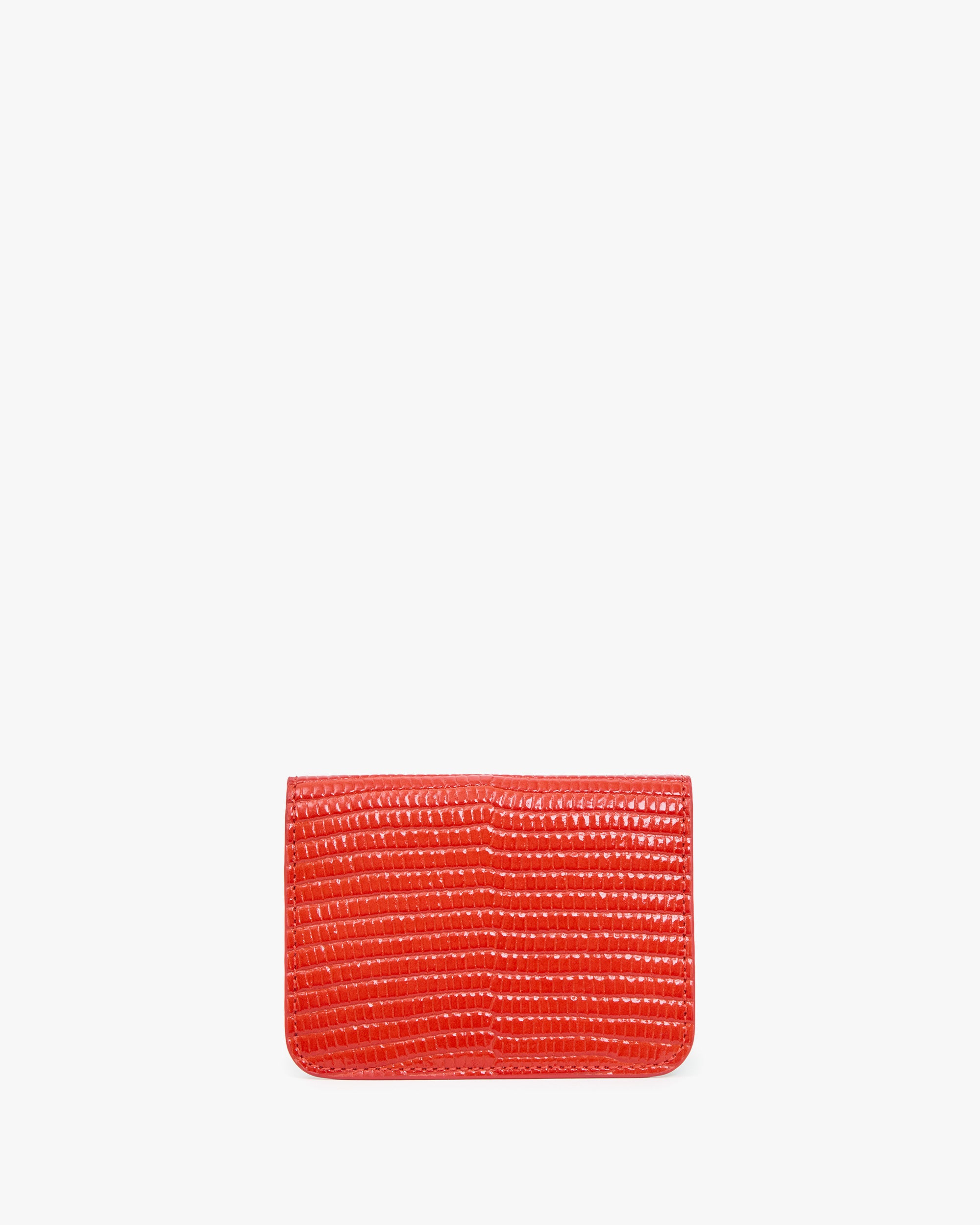 Card Case in Red Embossed Lizard